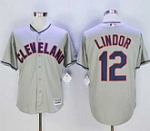 Cleveland Indians #12 Francisco Lindor Grey New Cool Base Stitched MLB Jersey,baseball caps,new era cap wholesale,wholesale hats